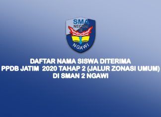 Daftar Nama Siswa yang Diterima PPDB Jatim 2020 Tahap 2 di SMA Negeri 2 Ngawi