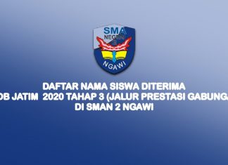 Daftar Nama Siswa yang Diterima PPDB Jatim 2020 Tahap 3 di SMA Negeri 2 Ngawi