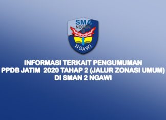 Informasi Terkait Pengumuman PPDB Jatim 2020 Tahap 2 (Jalur Zonasi Umum)