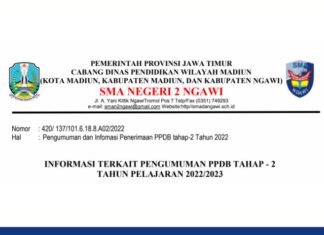 Pengumuman PPDB SMAN 2 Ngawi Tahap 2 Tahun 2022
